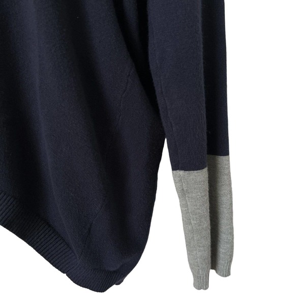 89th & Madison Blue & Gray Accented Cowl Neck High-Low Sweater - Size Medium - Picture 2 of 7